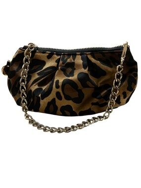 Chico’s leopard print gold chain strap mini shoulder bag wristlet going out